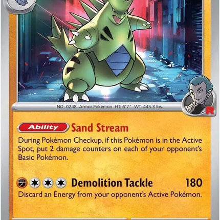Team Rocket's Tyranitar Rare • 096/182 Destined Rivals Reverse Holofoil
