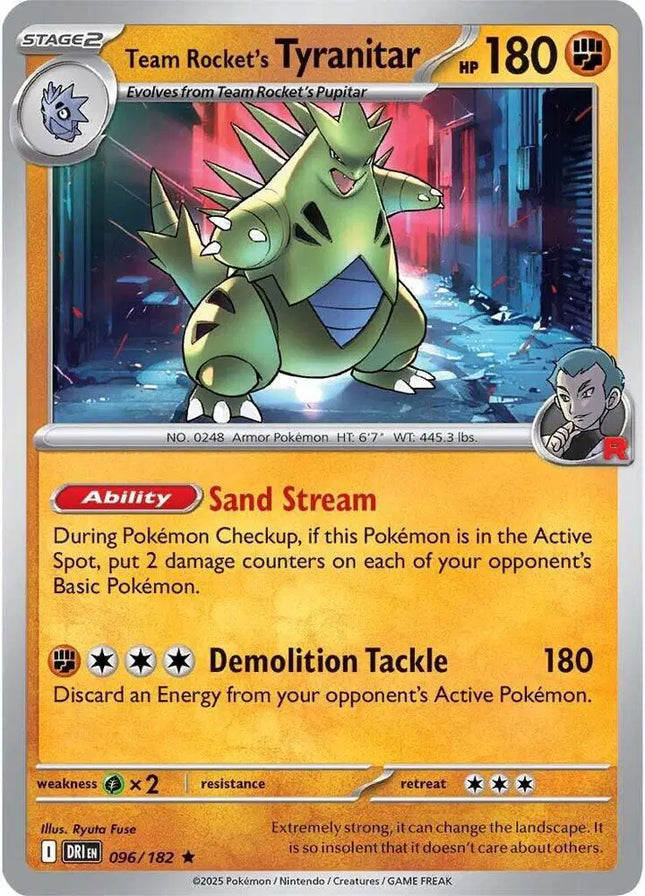 Team Rocket's Tyranitar Rare • 096/182 Destined Rivals Reverse Holofoil