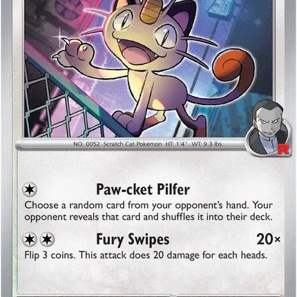 Team Rocket's Meowth Common • 149/182 Destined Rivals Reverse Holofoil