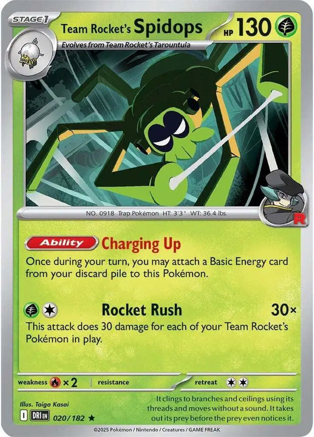 Team Rocket's Spidops Rare • 020/182 Destined Rivals Reverse Holofoil