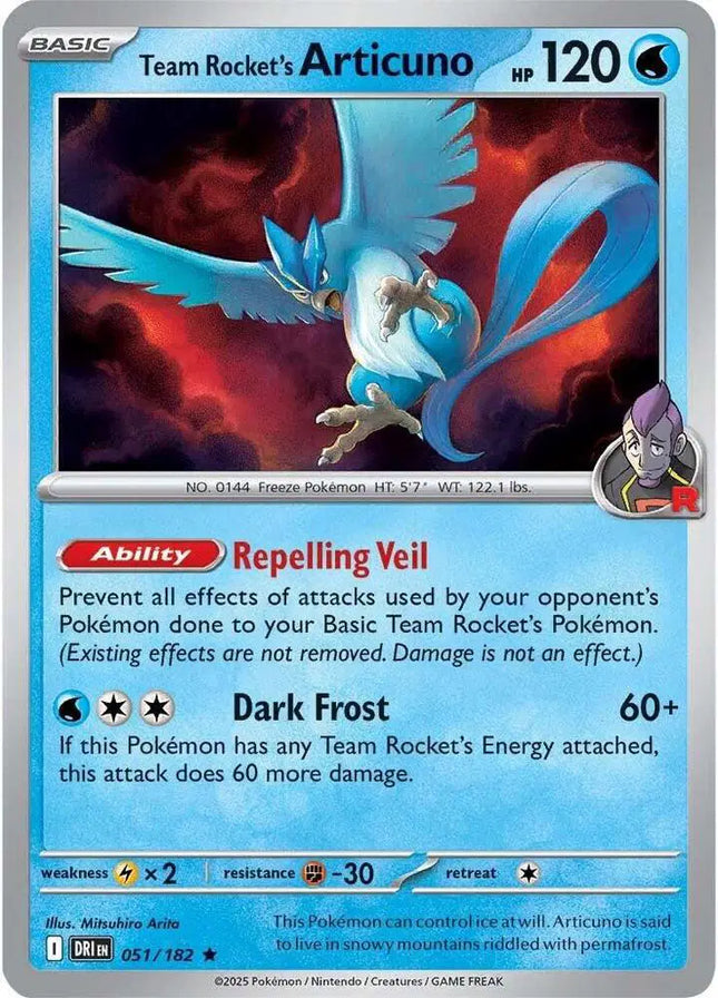 Team Rocket's Articuno Rare • 051/182 Destined Rivals Reverse Holofoil