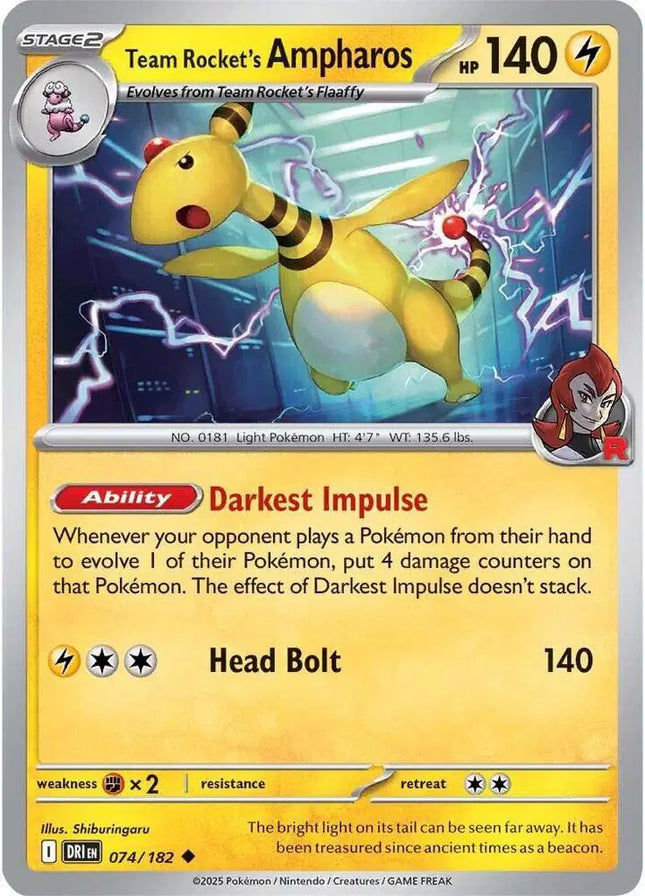 Team Rocket's Ampharos Uncommon • 074/182 Destined Rivals Reverse Holofoil