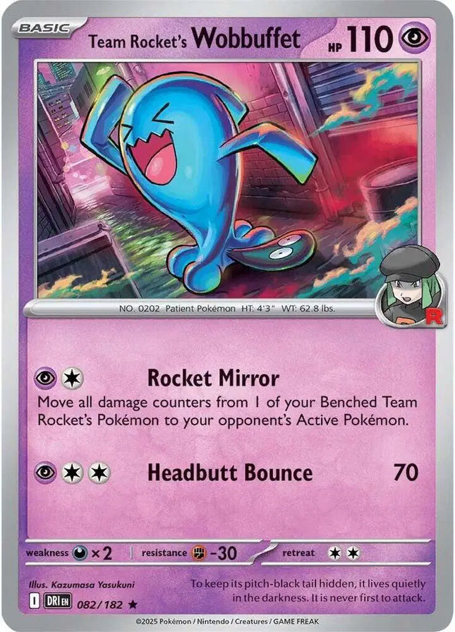 Team Rocket's Wobbuffet Rare • 082/182 Destined Rivals Holofoil