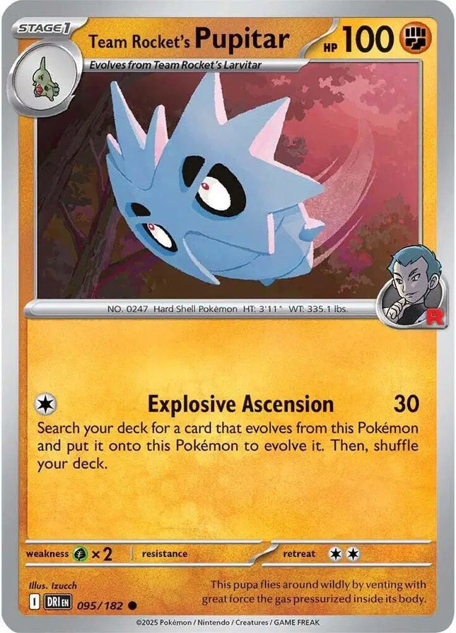 Team Rocket's Pupitar Common • 095/182 Destined Rivals Reverse Holofoil