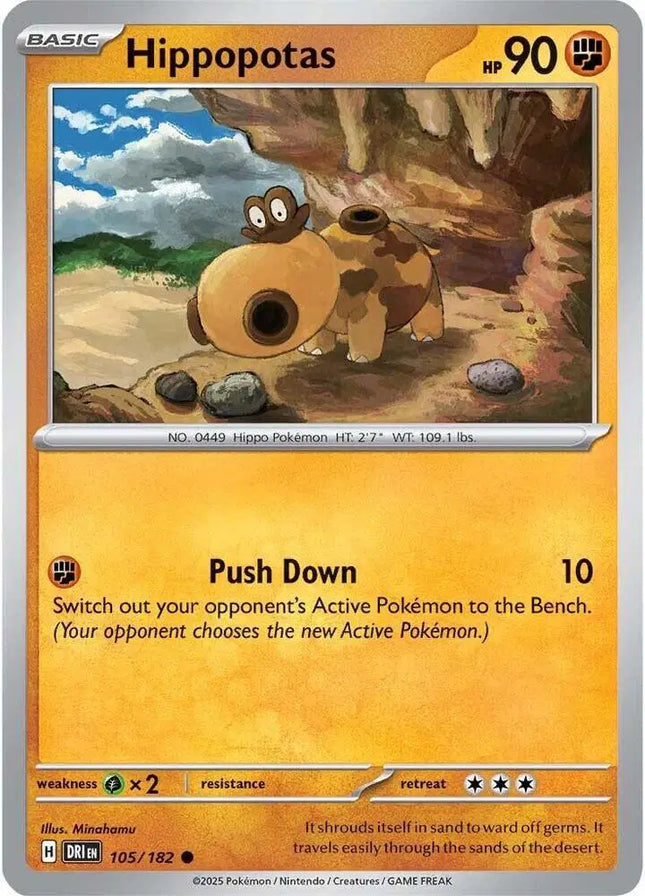 Hippopotas Common • 105/182 Destined Rivals Reverse Holofoil