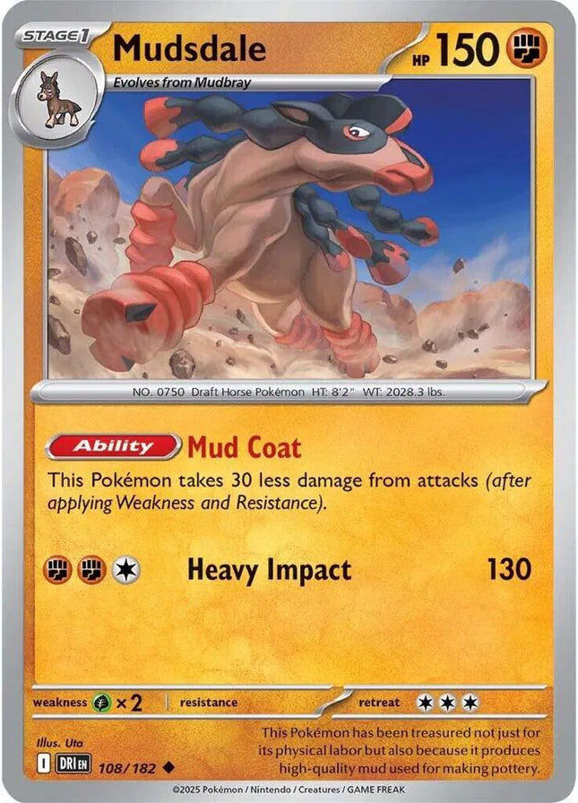 Mudsdale Destined Rivals Uncommon 108/182 Reverse Holofoil