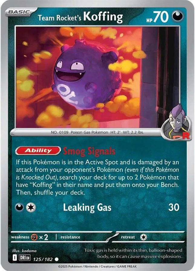 Team Rocket's Koffing Common • 125/182 Destined Rivals Reverse Holofoil