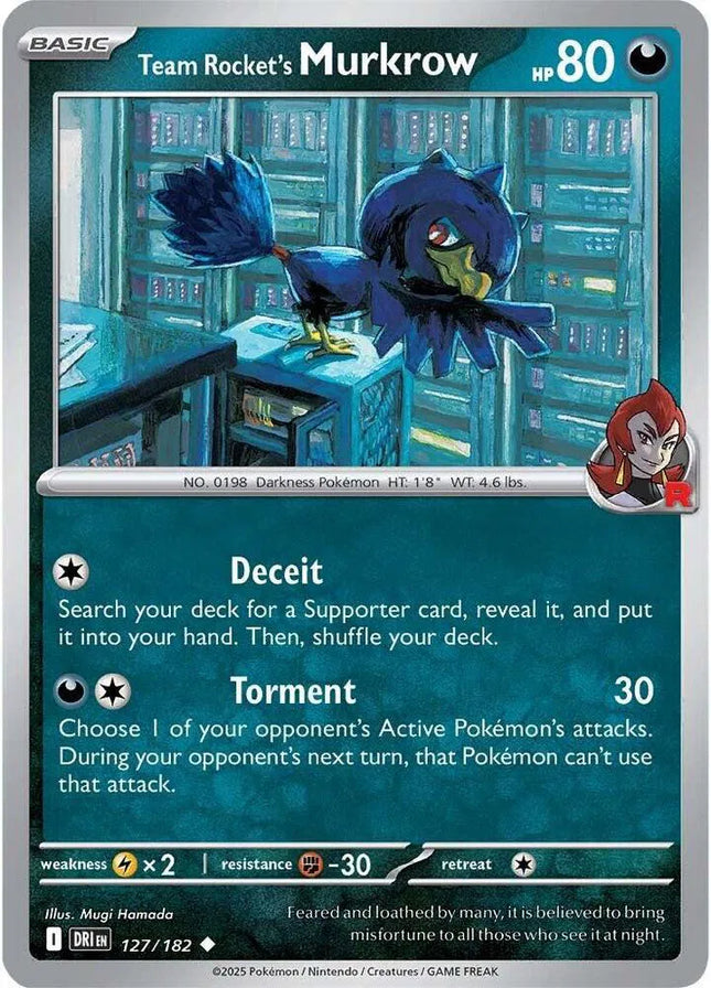 Team Rocket's Murkrow Destined Rivals Uncommon 127/182 Reverse Holofoil