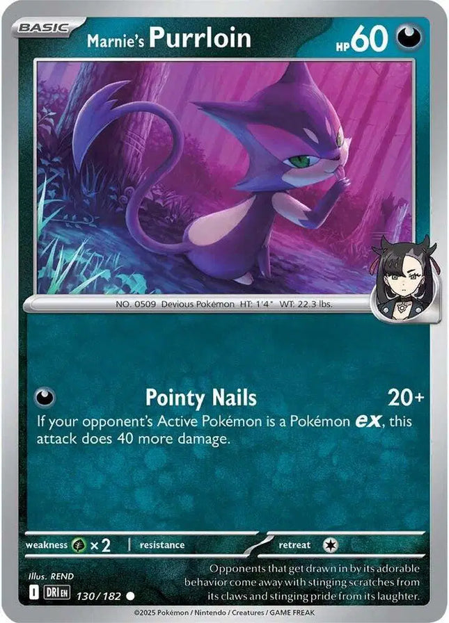 Marnie's Purrloin Common • 130/182 Destined Rivals Reverse Holofoil