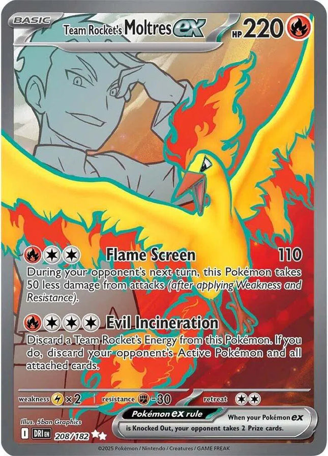Team Rocket's Moltres ex Destined Rivals Ultra Rare 208/182