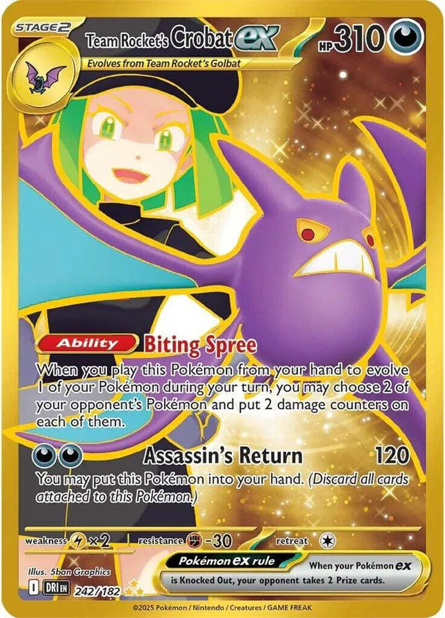 Team Rocket's Crobat ex Destined Rivals Hyper Rare 242/182