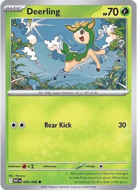 Deerling White Flare Common 006/086 Reverse Holofoil