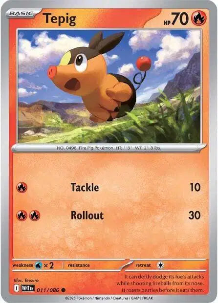 Tepig Common • 011/086 White Flare Reverse Holofoil