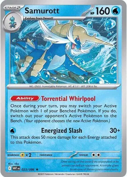 Samurott Rare • 023/086 White Flare Reverse Holofoil