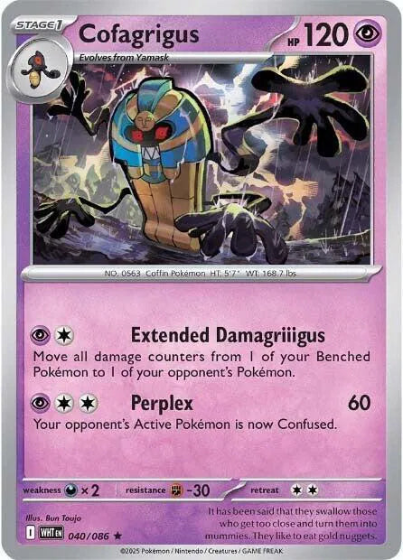 Cofagrigus White Flare Rare 040/086 Holofoil