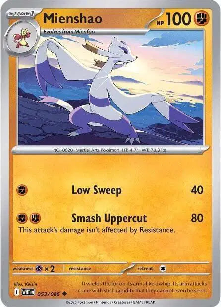 Mienshao Uncommon • 053/086 White Flare Reverse Holofoil
