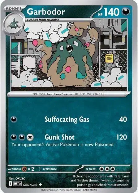 Garbodor Uncommon • 060/086 White Flare Reverse Holofoil