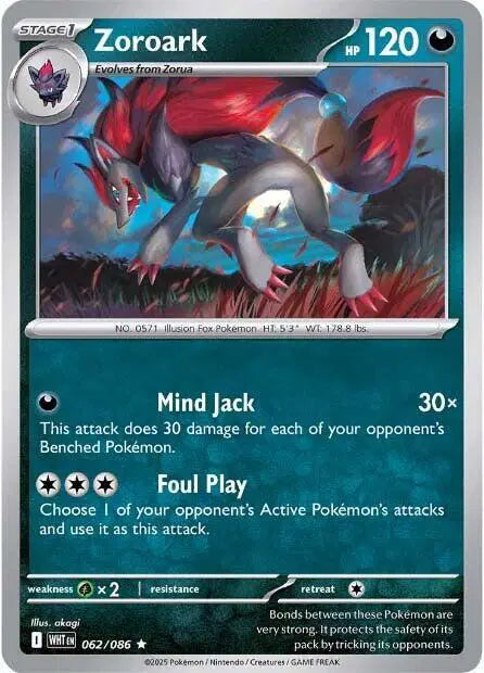 Zoroark Rare • 062/086 White Flare Reverse Holofoil