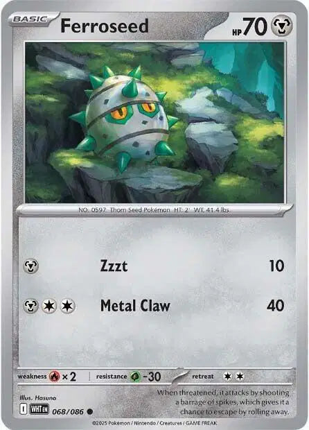 Ferroseed Common • 068/086 White Flare Reverse Holofoil