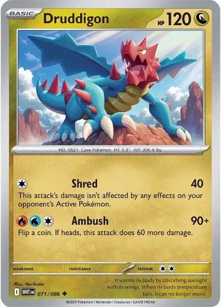 Druddigon Uncommon • 071/086 White Flare Reverse Holofoil