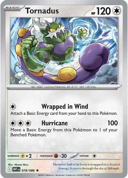 Tornadus Rare • 078/086 White Flare  Reverse Holofoil