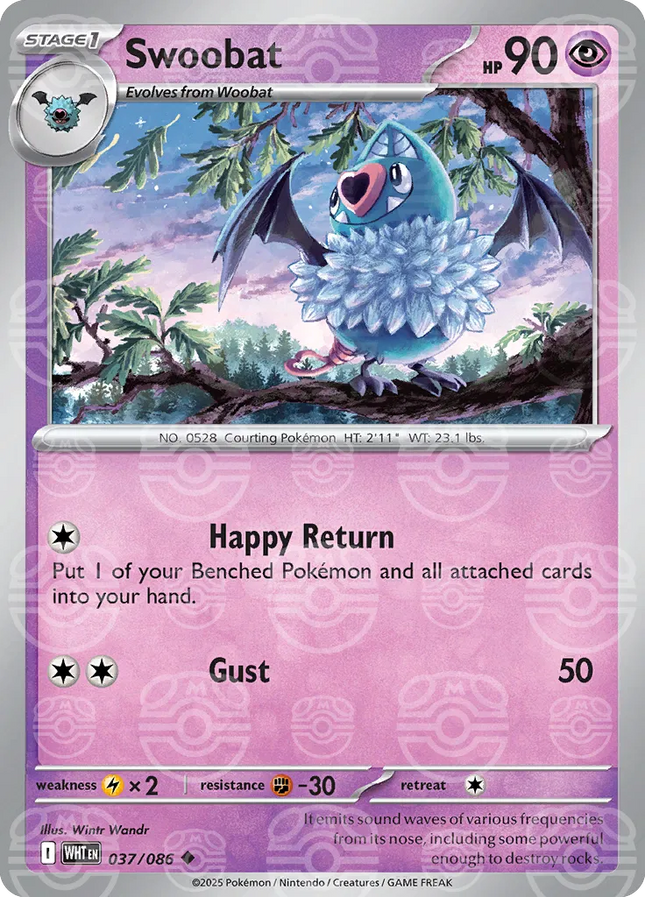 Swoobat (Master Ball Pattern) White Flare Uncommon 037/086