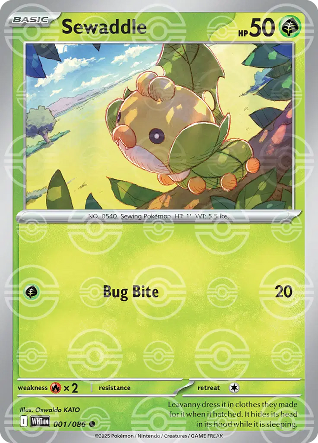 Sewaddle (Poke Ball Pattern) Common • 001/086 White Flare