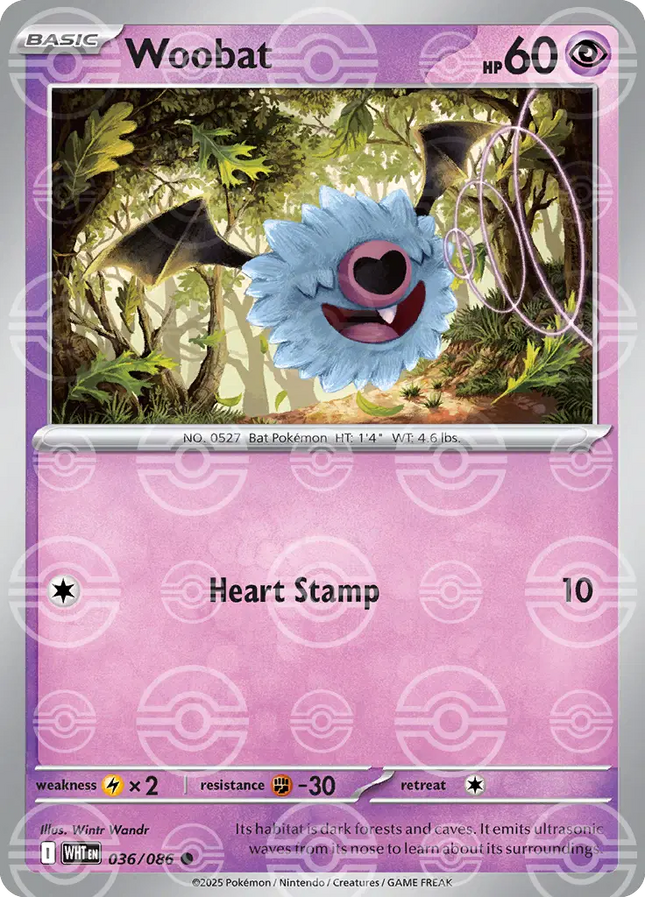 Woobat (Poke Ball Pattern) Common • 036/086 White Flare