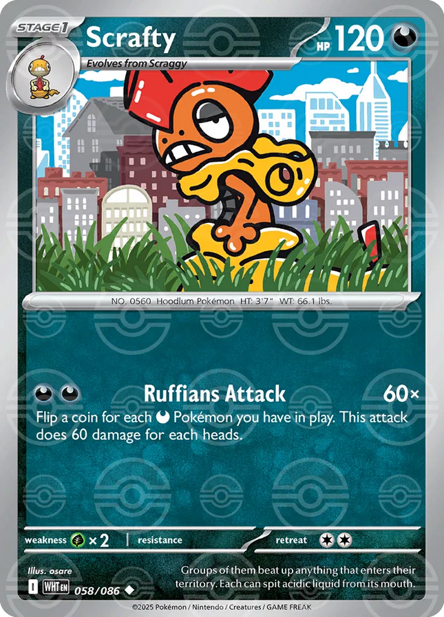 Scrafty (Poke Ball Pattern) White Flare Uncommon 058/086