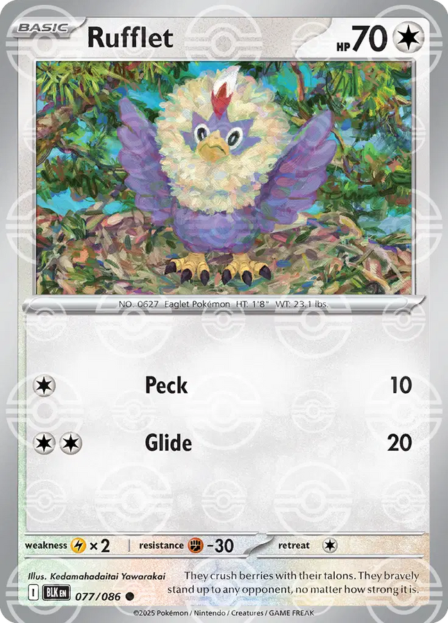 Rufflet (Poke Ball Pattern) Common • 077/086 Black Bolt