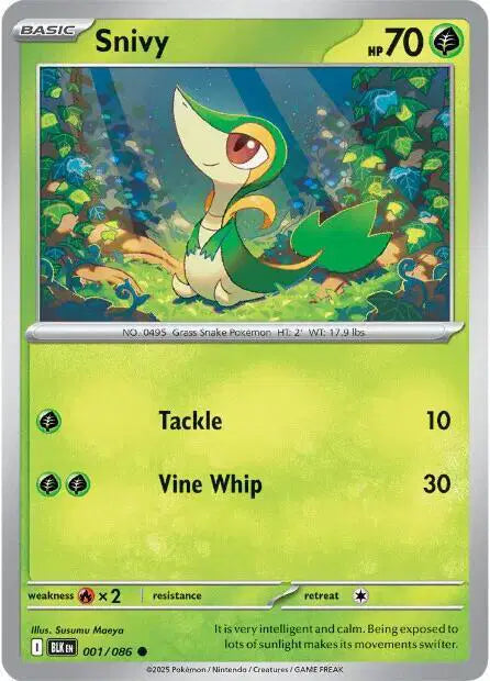 Snivy Common • 001/086 Black Bolt Reverse Holofoil