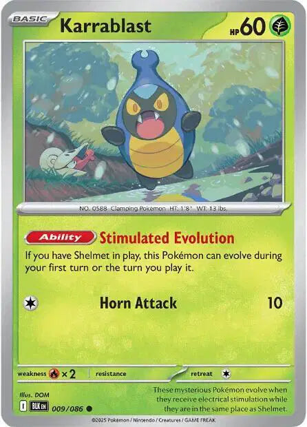 Karrablast Common • 009/086 Black Bolt Reverse Holofoil
