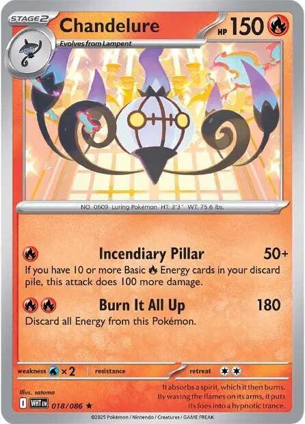 Chandelure White Flare Rare 018/086 Reverse Holofoil