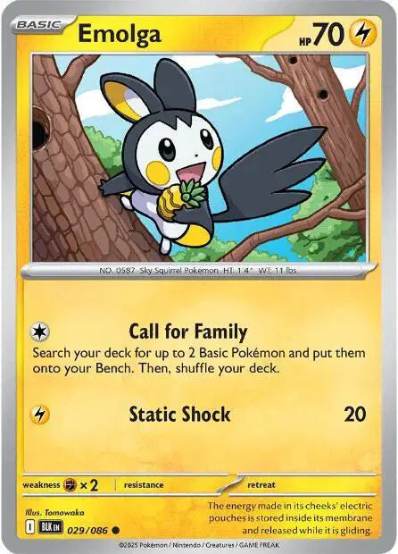 Emolga Common • 029/086 Black Bolt Reverse Holofoil