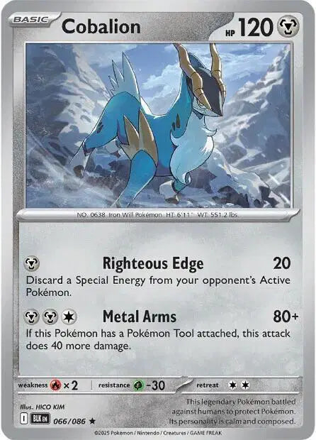 Cobalion Rare • 066/086 Black Bolt Reverse Holofoil