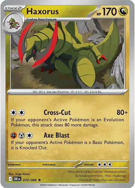 Haxorus Rare • 070/086 Black Bolt Reverse Holofoil