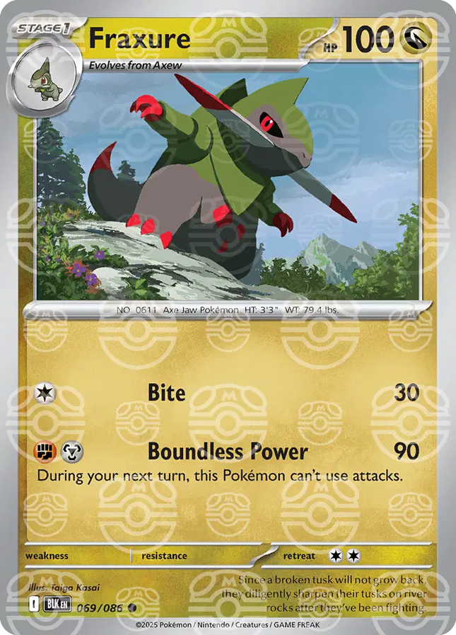Fraxure (Master Ball Pattern) Common • 069/086 Black Bolt
