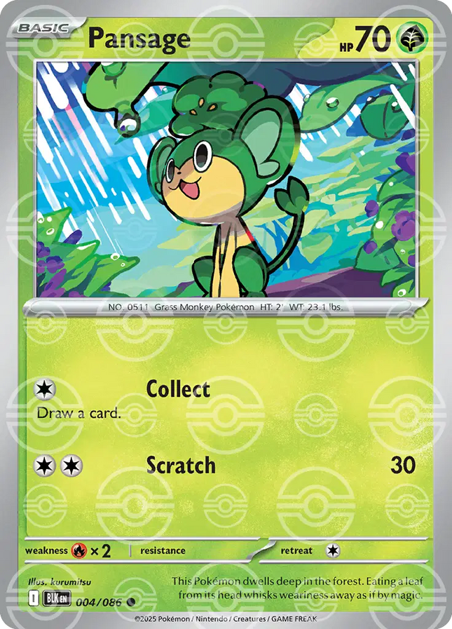 Pansage (Poke Ball Pattern) Common • 004/086 Black Bolt
