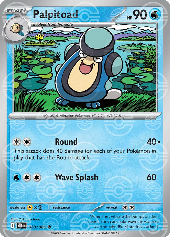 Palpitoad (Poke Ball Pattern) Common • 020/086 Black Bolt