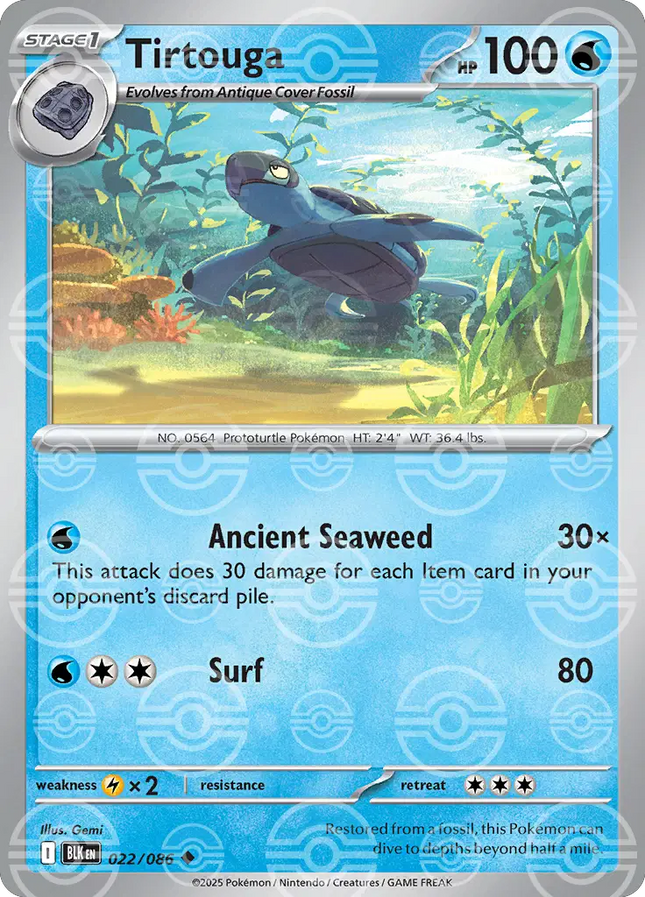 Tirtouga (Poke Ball Pattern) Uncommon • 022/086 Black Bolt