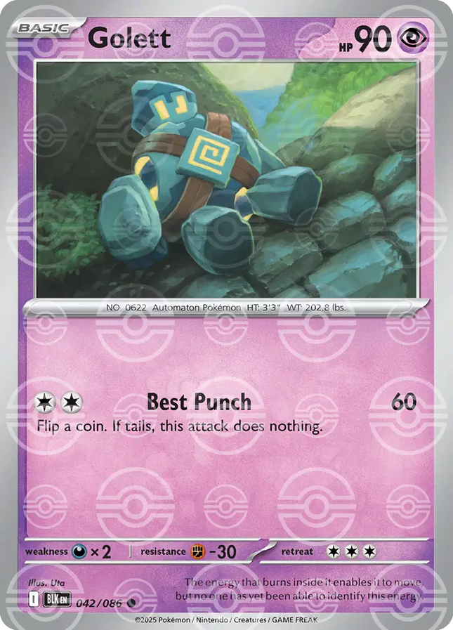 Golett (Poke Ball Pattern) Common • 042/086 Black Bolt