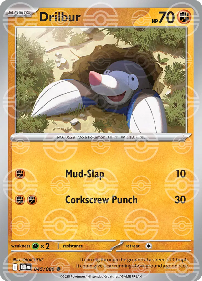 Drilbur (Poke Ball Pattern) Common • 045/086 Black Bolt