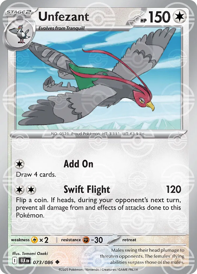 Unfezant (Poke Ball Pattern) Black Bolt Uncommon 073/086