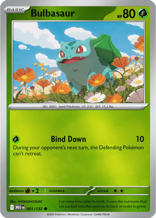 Bulbasaur Common • 001/132 Mega Evolution Reverse Holofoil