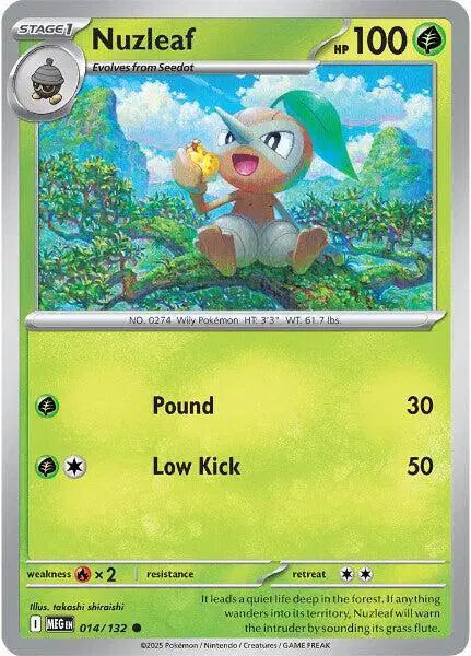 Nuzleaf Common • 014/132 Mega Evolution Reverse Holofoil
