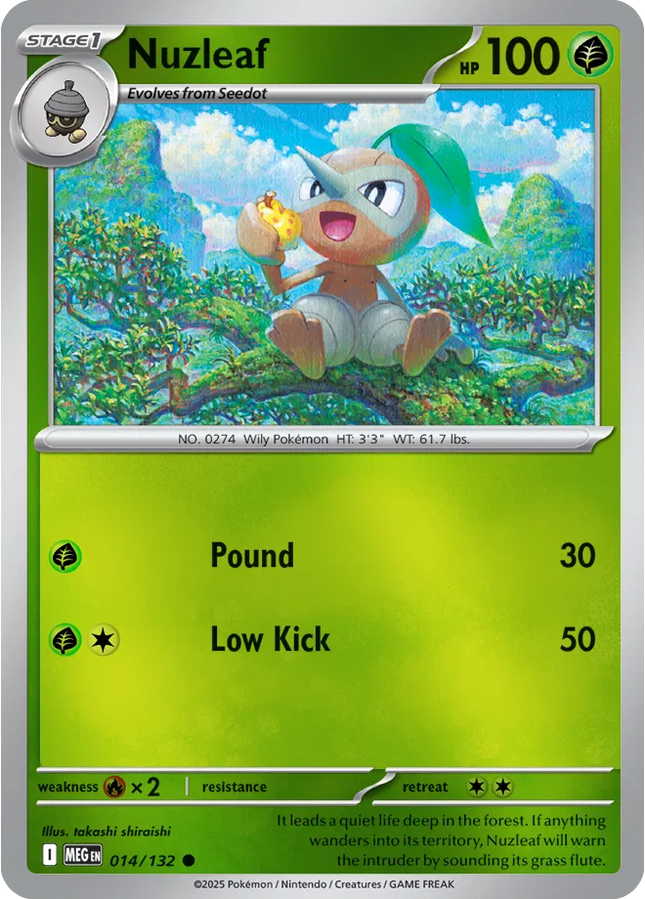 Nuzleaf Common • 014/132 Mega Evolution Reverse Holofoil