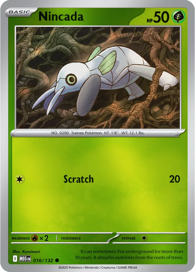 Nincada Common • 016/132 Mega Evolution Reverse Holofoil