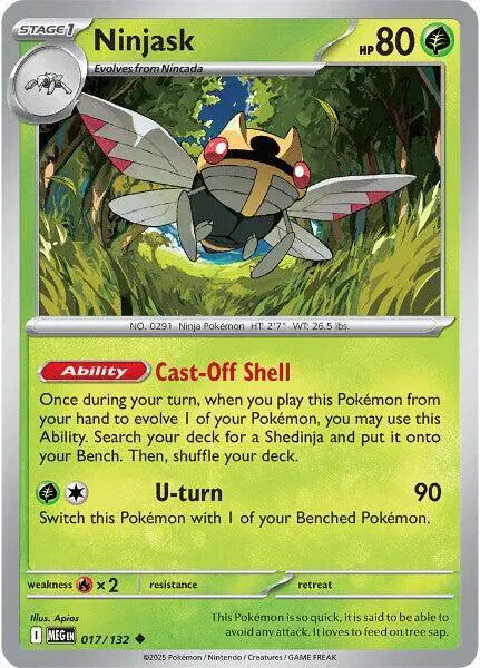 Ninjask Uncommon • 017/132 Mega Evolution Reverse Holofoil