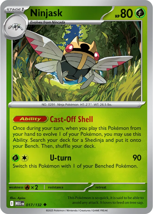 Ninjask Uncommon • 017/132 Mega Evolution Reverse Holofoil