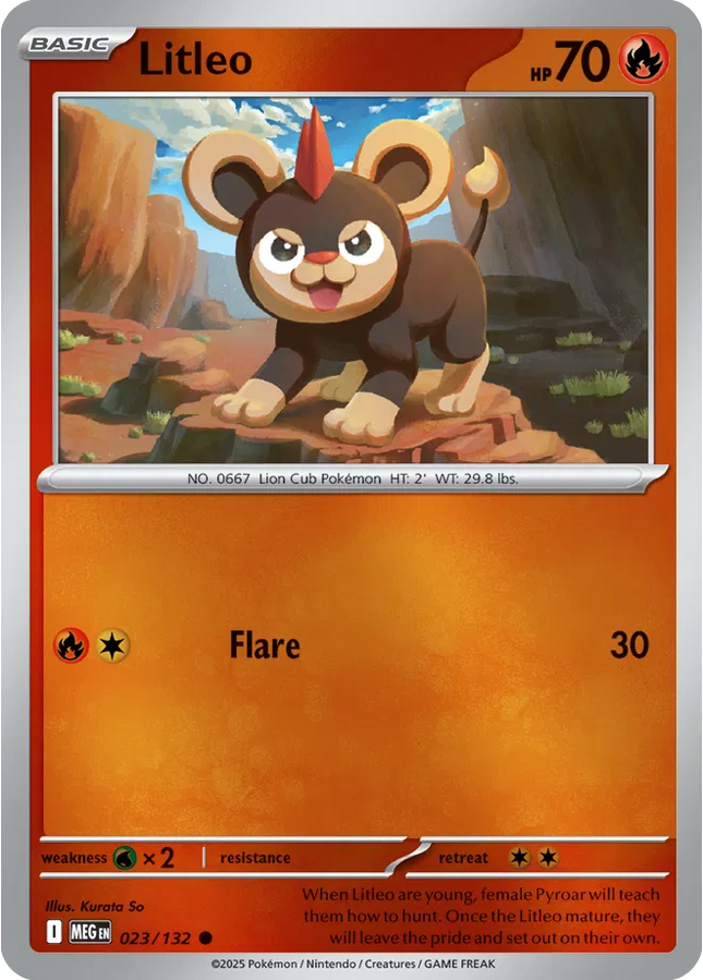 Litleo Common • 023/132 Mega Evolution Reverse Holofoil